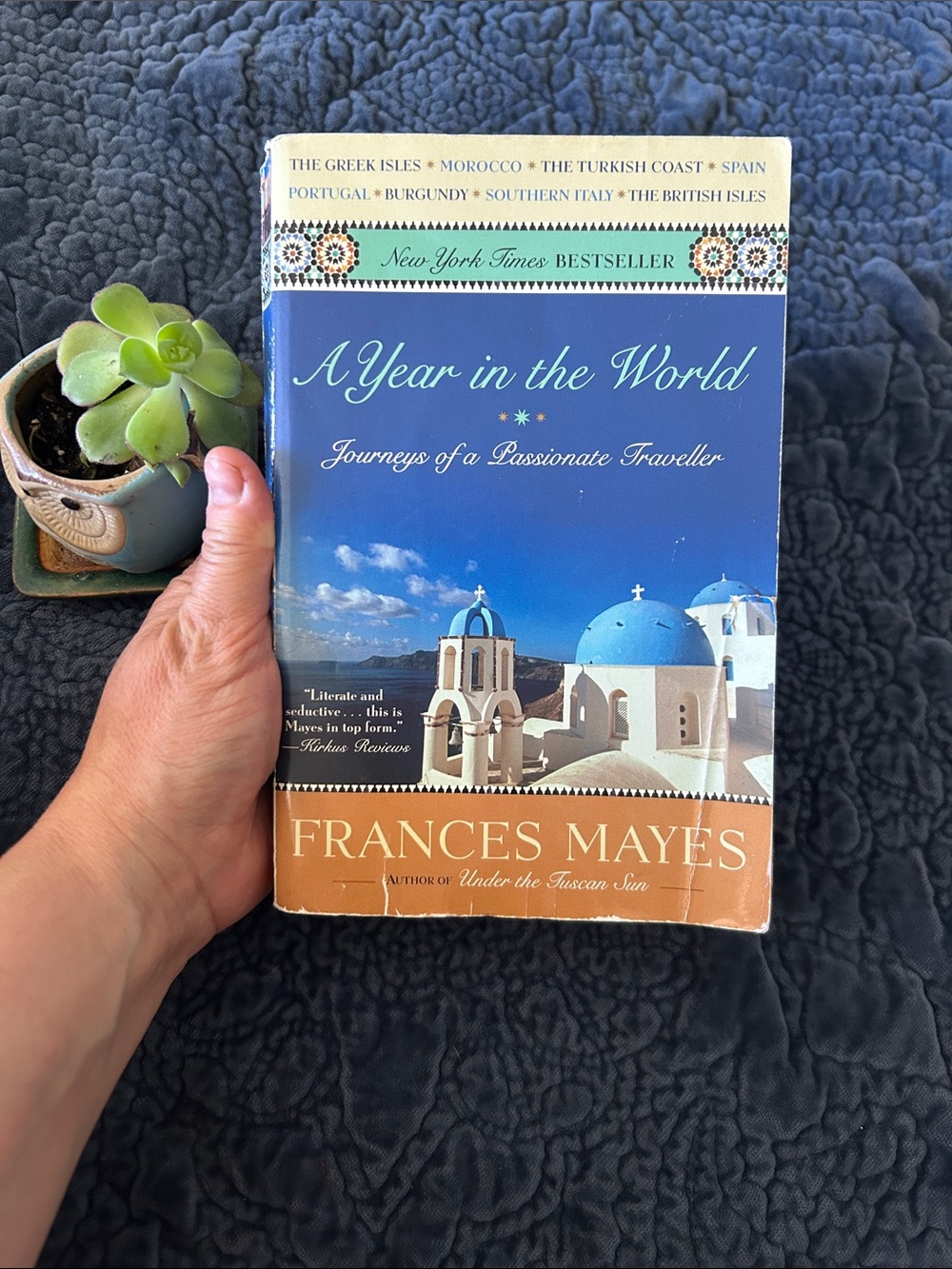 A Year in the World by Frances Mayes - Blue & White Cover